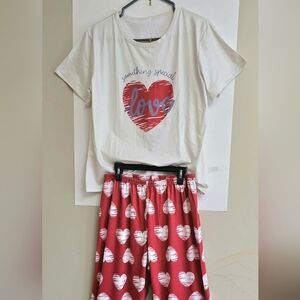 Heart Print Women's Pajama Set